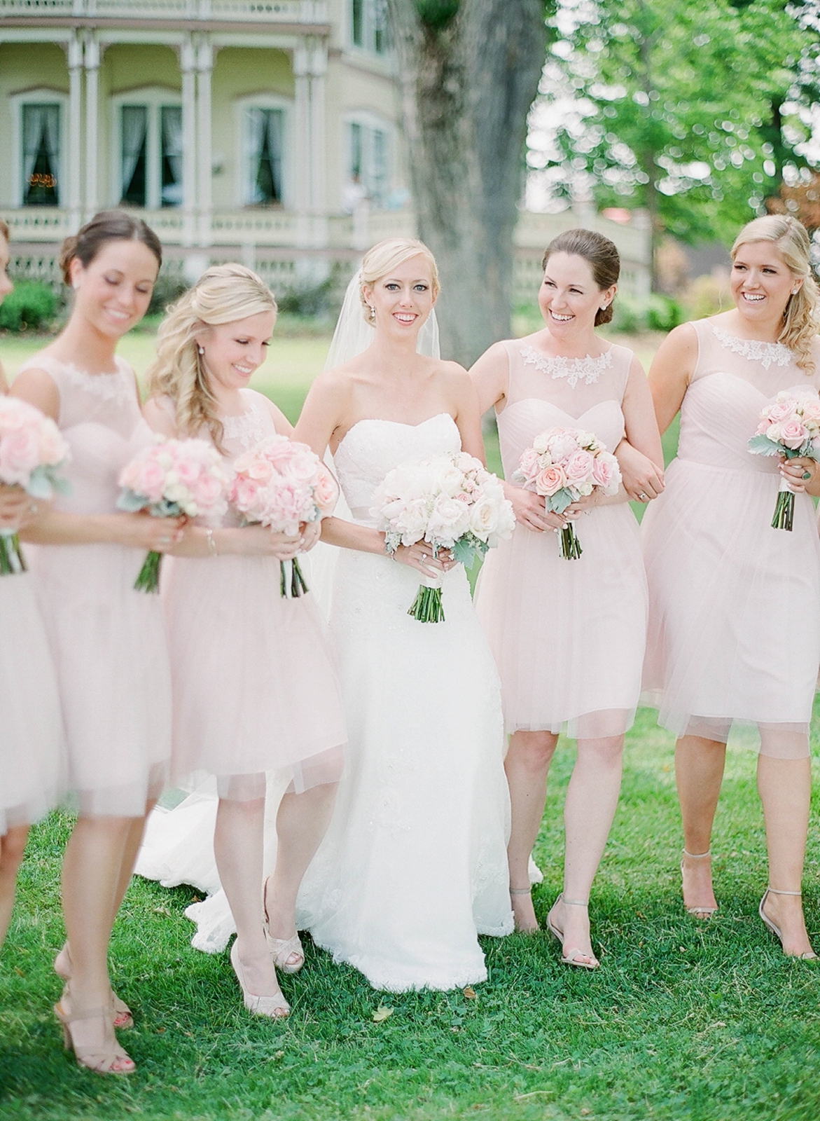 Chatauqua Lake Athenaeum Hotel Wedding blush bridesmaids dresses