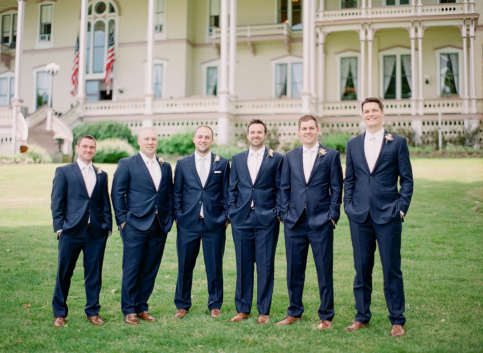 Chatauqua Lake Athenaeum Hotel Wedding groomsmen navy suits