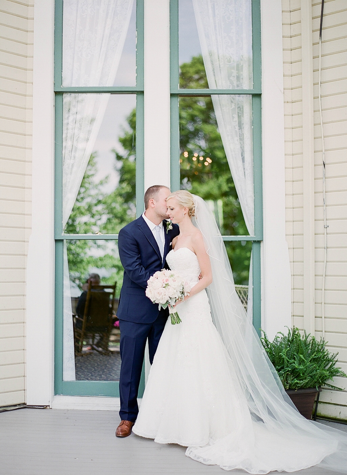 Chatauqua Lake Athenaeum Hotel Wedding bride and groom window