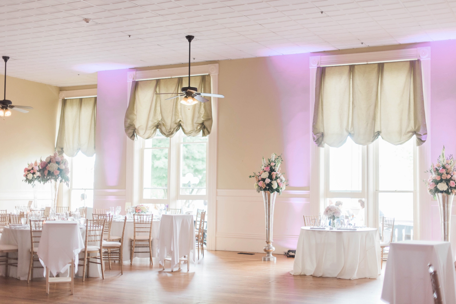 Chatauqua Lake Athenaeum Hotel Wedding reception room decor details gold chiavari chairs