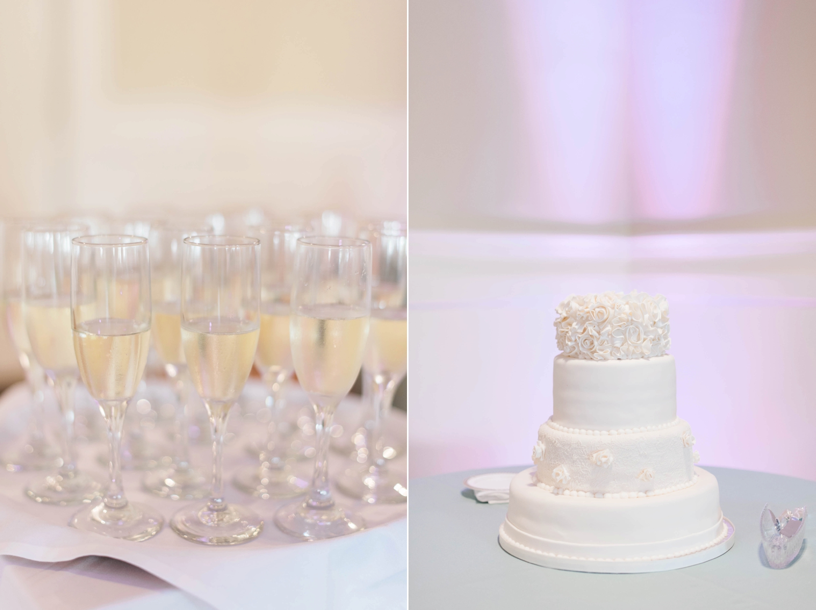 Chatauqua Lake Athenaeum Hotel Wedding reception room decor details champagne cake
