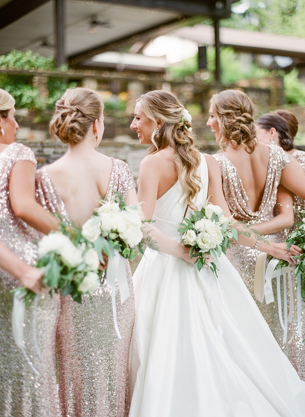 The Hillbrook Club Wedding in Cleveland, Ohio, Cleveland Wedding Venue, bridal party, gold sequin dresses, bridesmaids