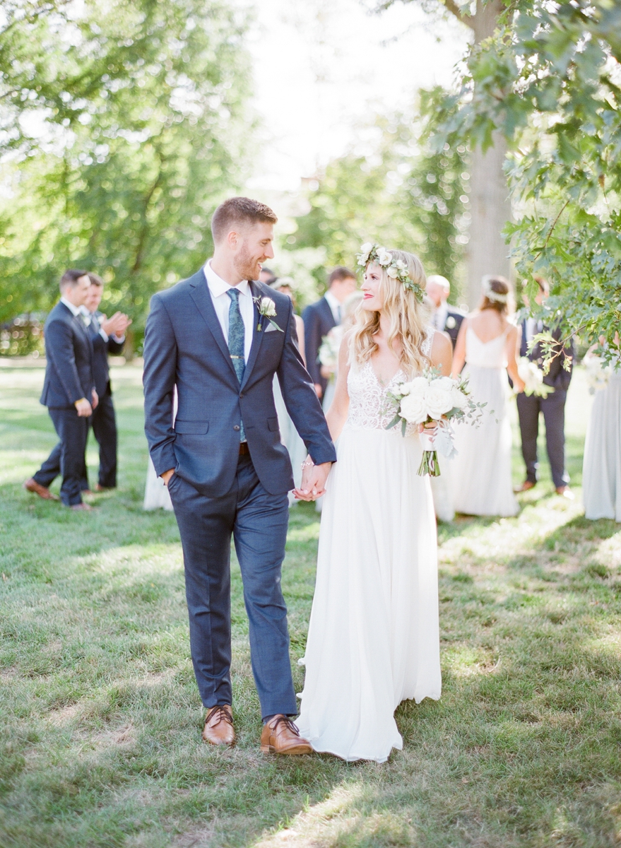 Backyard wedding, bohemian wedding, northeast ohio wedding, navy, blue, outdoor wedding, bride and groom, bridal party