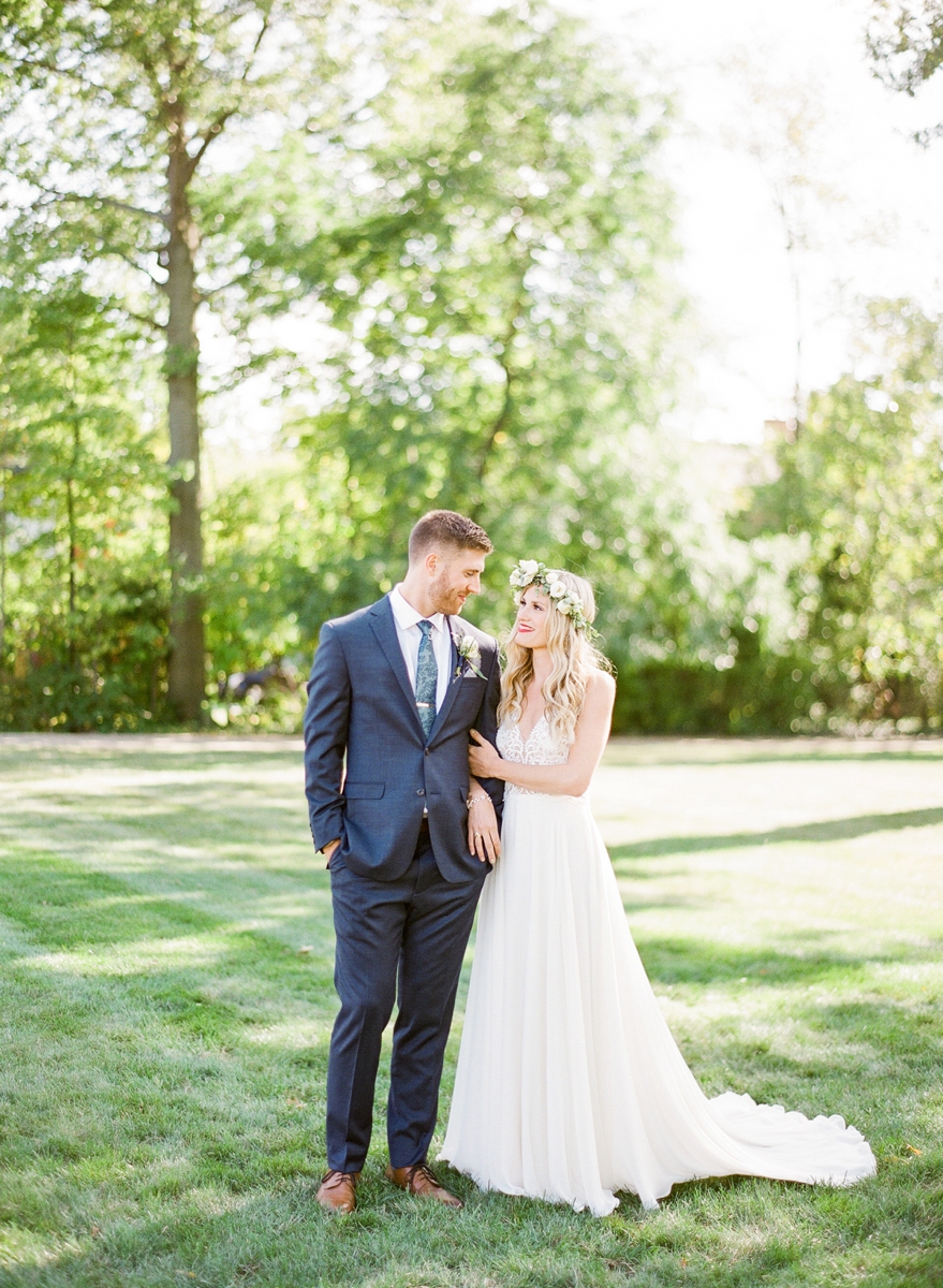 Backyard wedding, bohemian wedding, northeast ohio wedding, navy, blue, outdoor wedding, bride and groom