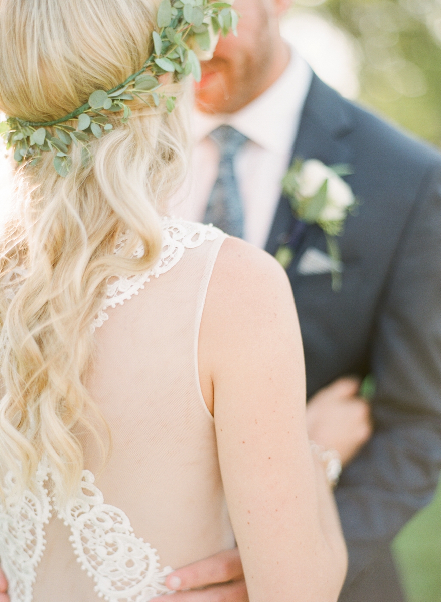 Backyard wedding, bohemian wedding, northeast ohio wedding, navy, blue, outdoor wedding, bride and groom, flower crown, wedding dress