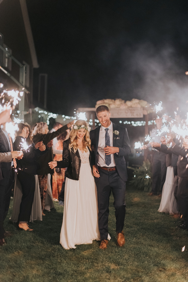 Backyard wedding, bohemian wedding, northeast ohio wedding, navy, blue, outdoor wedding, reception, sparklers, sparkler exit