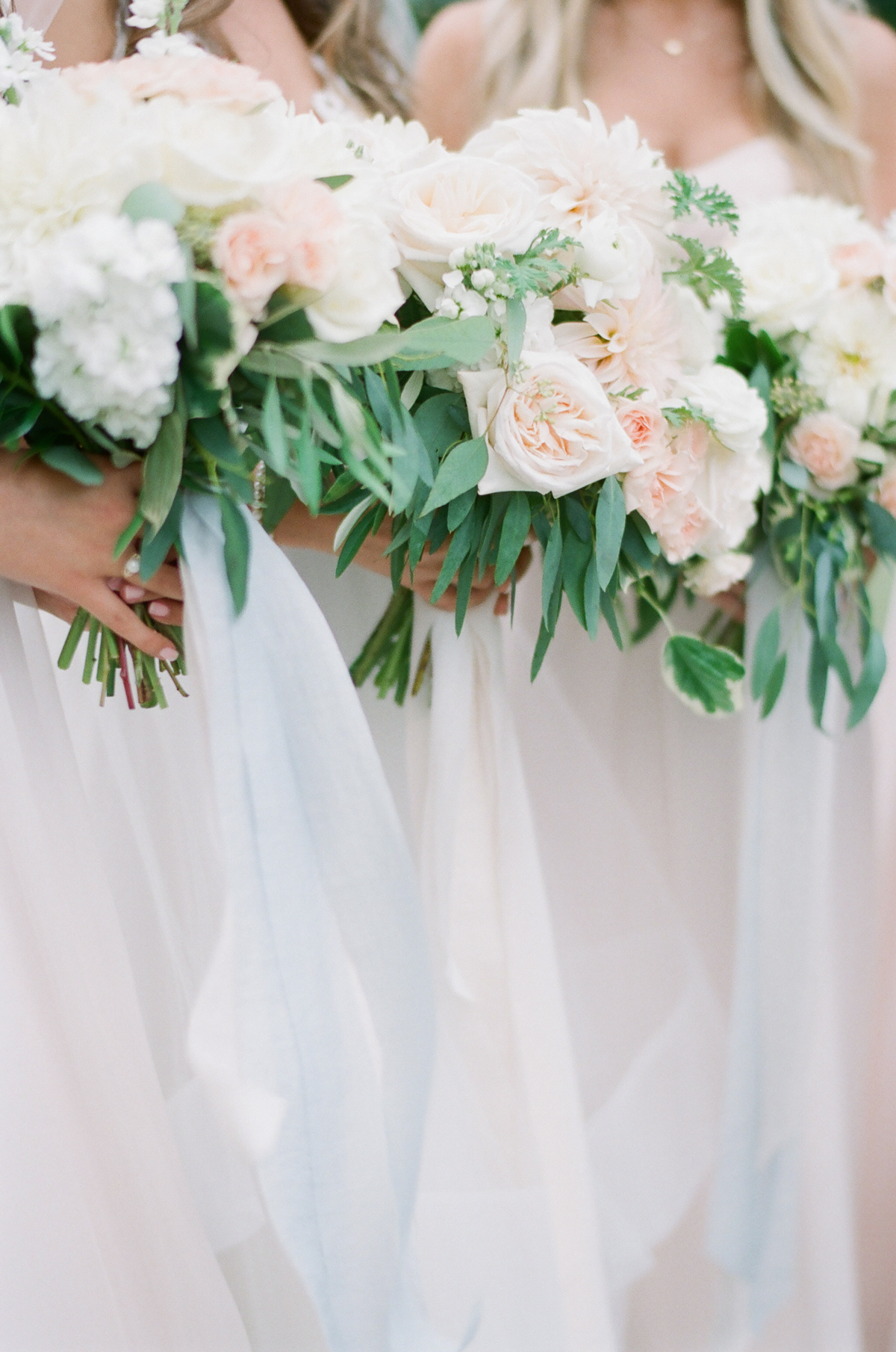 acacia ballroom wedding, cleveland wedding, blush garden wedding, wedding bouquets, wedding flowers, silk ribbon, molly taylor and co, peach wedding flowers