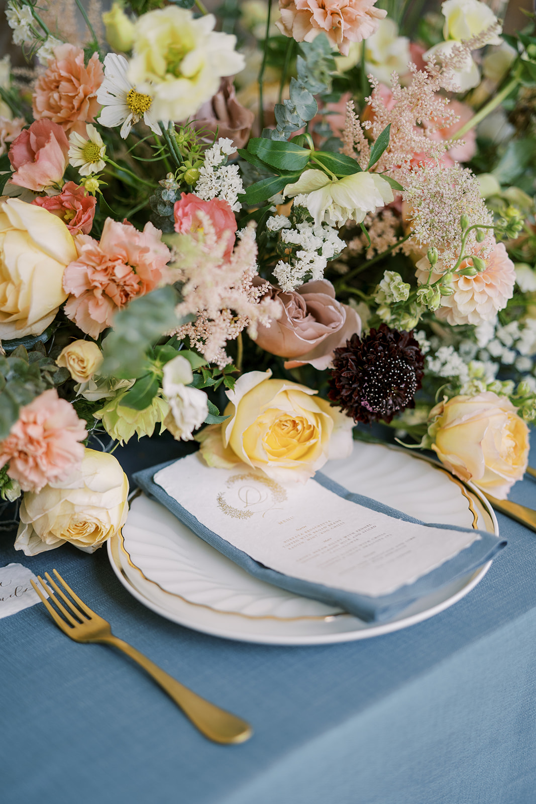 Place setting for a reception table at Magnolia Hill Farm